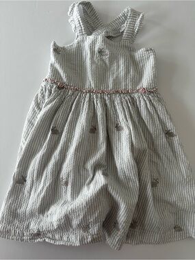 Pink Chicken New York Girls Sierra Dress, Seersucker Fabric With Bunnies 4T